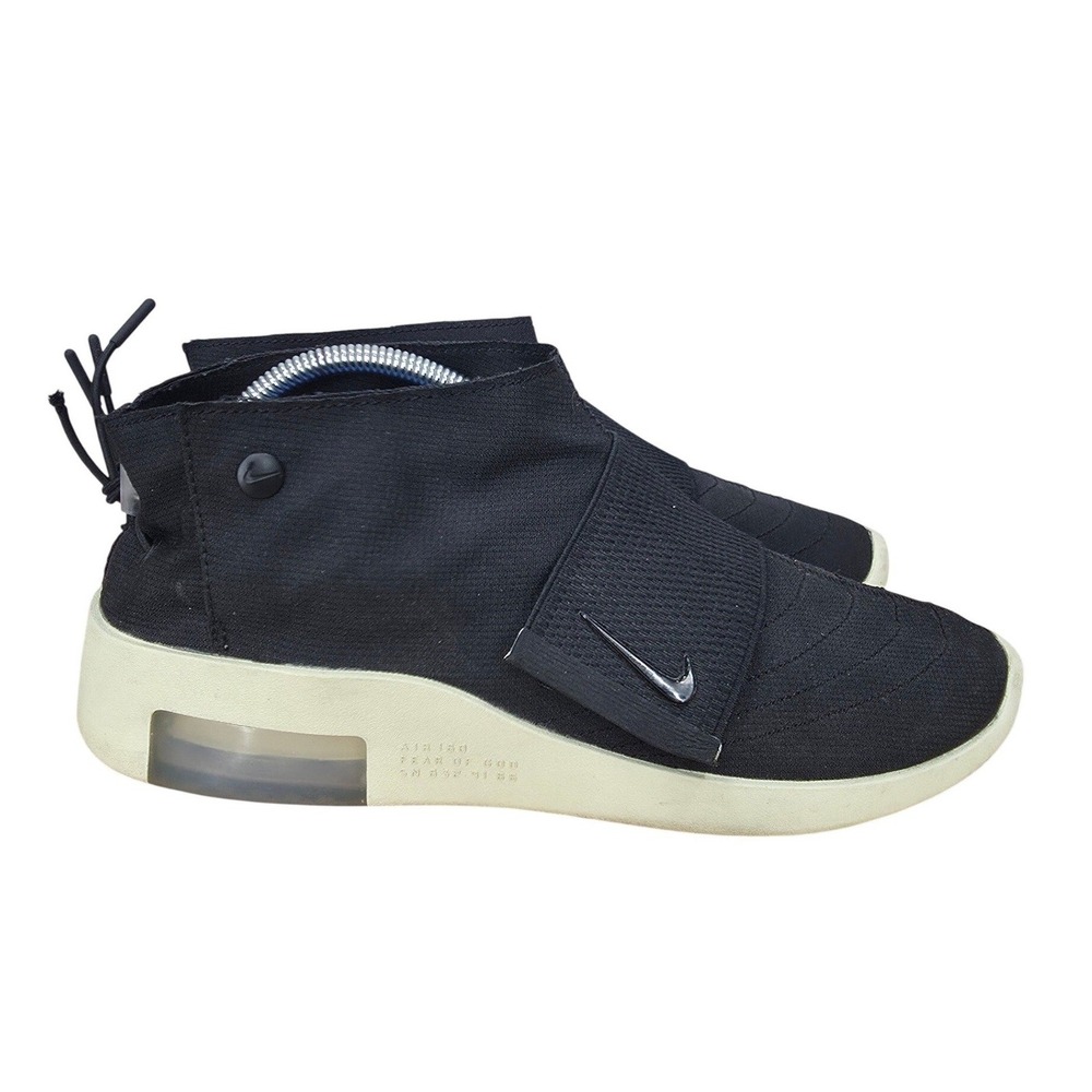 Nike Air Fear of God Moccasin Sneakers Mens 9 Black Fossil Strap Designer Collab